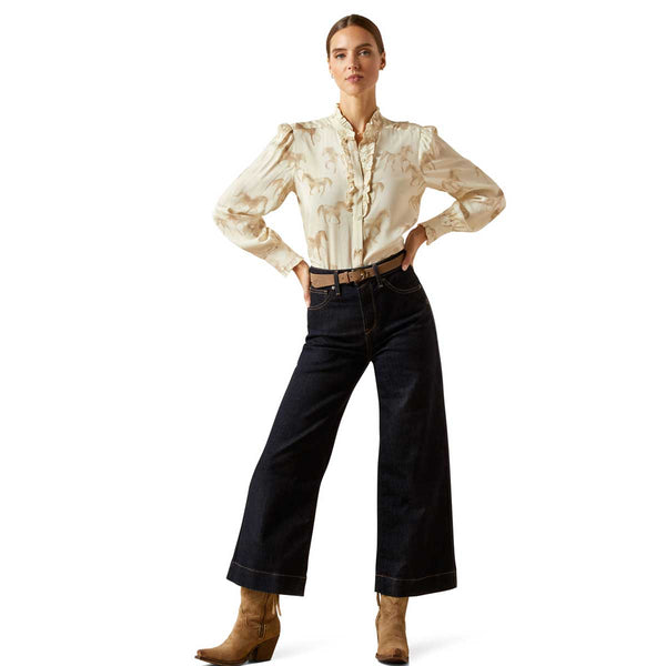 Ariat Cricklade Ladies Blouse - Watercolor Horse Print